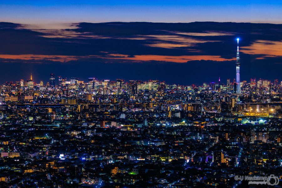 Tokyo with SkyTree in the blue hour Ichikawa,Japan